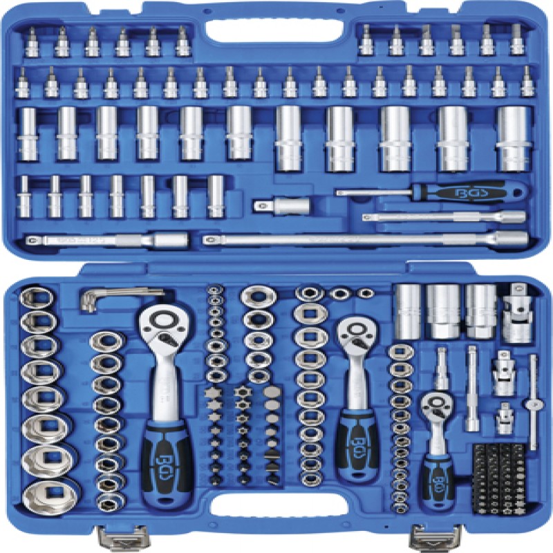 Bộ khẩu có 3 tay vặn 1/2" 3/8" 1/4", 192 chi tiết (82 khẩu, 110 phụ kiện)